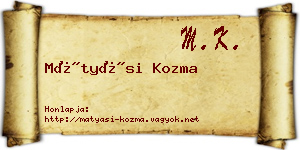 Mátyási Kozma névjegykártya